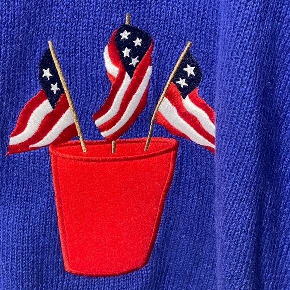 The Quacker Factory Embroidered Patriotic Blue Stars Flag Cardigan Sweater 2X - Picture 3 of 8